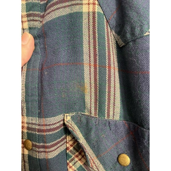 Vtg Trucker Jacket Painted Mesa Western Snap Shirt Plaid Distressed Destroy 2XLT - Picture 7 of 14